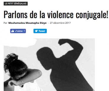 capture d'écran article &quot;Parlons de la violence conjugale&quot;, metrodakar.net