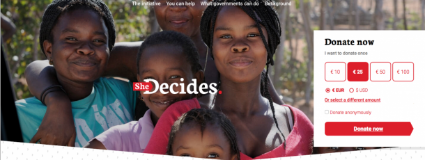 Le site de &quot;She Decides&quot; - Elle Décide, en faveur du droit à l'IVG, lancée par les Pays-Bas 