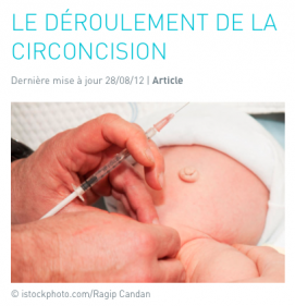 capture d'écran article &quot;Le déroulement de la circoncision&quot;, Planète Santé